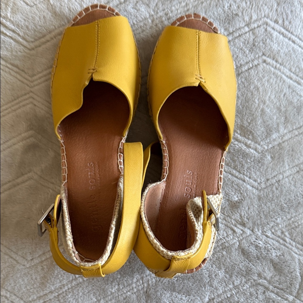 Gentle Souls Yellow Espadrille Sandals